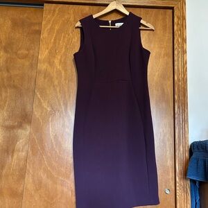 Calvin Klein Sleeveless Sheath Dress - Plum Size 12